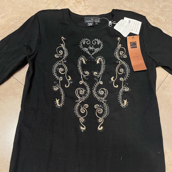 NWT 🏷️ VINTAGE CAROLE LITTLE Black embellished long sleeve dress Petite - Picture 2 of 4